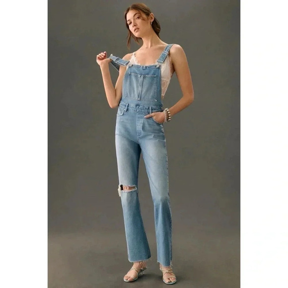 NWT Anthropologie Paige Noella Overalls Denim Jean One Piece Jumpsuit Blue 30 - Picture 1 of 15